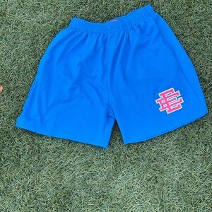 Eric Emanuel Blue Athletic Shorts with Vibrant Design